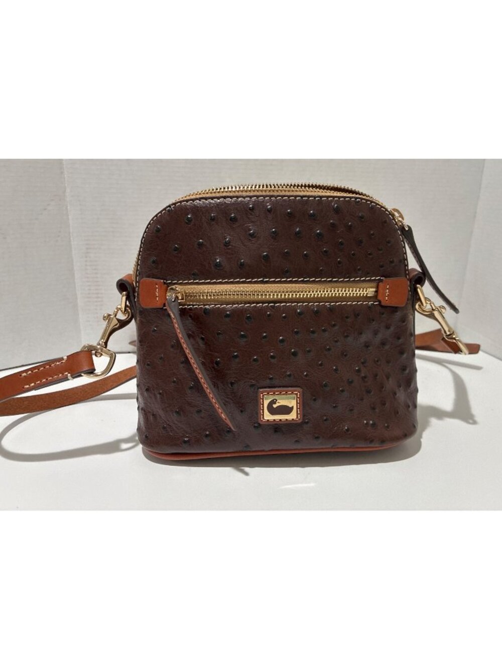 Dooney & Bourke Ostrich Embossed Dome Crossbody Bag - Brown Tmoro